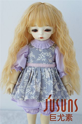 JD223 6-7inch 16-18CM Blend YELLOW Soft Sobazu doll wigs 1/6 YOSD heat resistance slight wave BJD doll hair Resin doll accessories