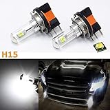 Xotic Tech 2pcs Xenon White H15 LED Bulbs For Ford VW Volkswagen Audi BMW Mercedes DRL Daytime Running Lights 2009-2015 - 1500LM 80W LED Lamp