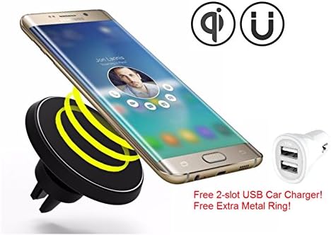 Qi Wireless Car Charger Magnetic Air Vent Mount LED - DENT Products Cell Phone Compatible with Qi Enabled Devices [UPGRADED]
