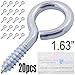Shells 20PCS 10# Silver Color Zinc Plated Metal Cup Hooks Eye Shape Screw Hooks Self-tapping Screws Hooks Ring 1.63 Inches