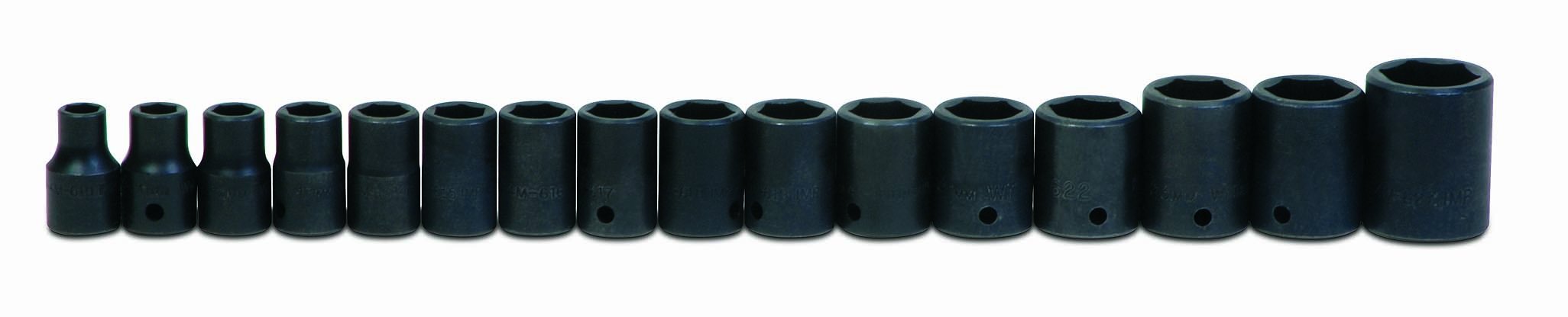 Williams MS-4-16RC 16-Piece 1/2-Inch Drive Metric Shallow 6 Point Impact Socket Set