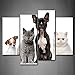 First Wall Art - Cute Dogs and Cats Sit in White Background Wall Art Painting The Picture Print On Canvas Animal Pictures for Home Decor Decoration
