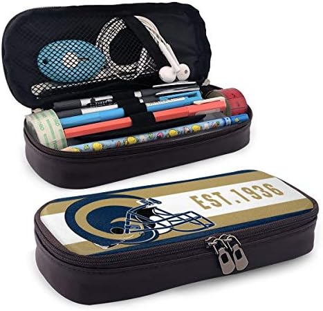 Dalean Design Cartoon Mouse PU Leather Pencil Case Los Angeles Rams Bag Double Zipper Pen Pouch Holder Stationery Cosmetic Makeup Bag - 8x3.5x1.5 Inch