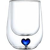 Scizorito 8.5oz Cute Love Mug,Couple cups, Double Wall Glass Coffee Glass Cup, Suitable for Valentine's Day, Mother's Day, Birthday Gifts for Girls (Blue Love)
