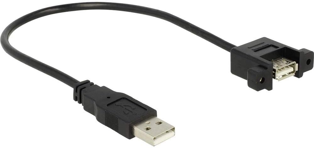 DeLock USB A 85462 0.25 m Black USB A Male to Female USB Cable, 85462, 4.5 mm