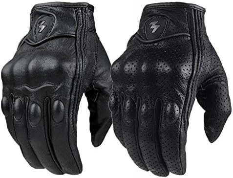 Top Guantes Fashion Glove real Leather Full Finger Black moto men Motorcycle Gloves Motorcycle Protective Gears Motocross Glove