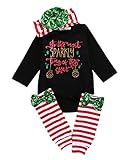 4pcs Baby Girls Boys Christmas Romper Outfit Romper+ Leggings+ Headband Xmas Suit (6~9months, black)