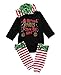 4pcs Baby Girls Boys Christmas Romper Outfit Romper+ Leggings+ Headband Xmas Suit (6~9months, black)