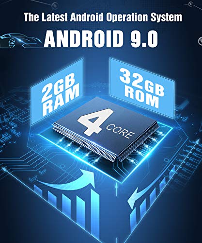 PUMPKIN Android 9.0 Car Stereo Double Din with GPS, WiFi, Android Auto, Support Fastboot, Backup Camera, AUX, USB/SD, 7 inch Touch Screen