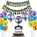 Gaming Party Supplies Set,16 Latex Party Balloons /3 Foil Balloons/1 birthday cake flag/2 banners pull flag,Video Game Cake Topper for Gaming Birthday Party Decorations