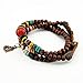November's Chopin (TM) Unique Metal Pendant Wood Beads Leather Adjustable Multi Wrap Bracelet