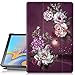 Hocase Galaxy Tab A 10.5 Case, PU Leather Folio Smart Case w/Unique Flower Design, Auto Sleep/Wake Feature, Microfiber Lining Hard Back Cover for SM-T590/SM-T595 - Burgundy Flowers