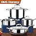 HOMI CHEF 7-Piece Mirror Polished Nickel Free Stainless Steel Cookware Set - Induction Ready Cookware Sets Nickel Free Cookware Set - Pots and Pans Set - Stainless Steel Pot With Steamer Insert, etc.