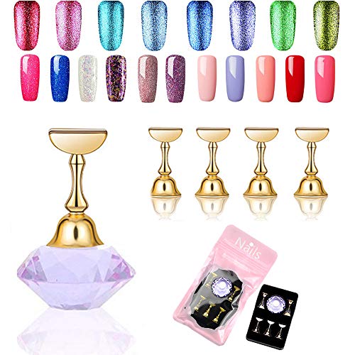 Kalolary 1 Set Magnetic Nail Tips Stand Holders Practice Crystal Stand Base Display Tools Set for Art Salon DIY and Practice Manicure (Purple) Kalolary 1 Set Magnetic Nail Tips Stand Holders Practice Crystal Stand Base Display Tools Set for Art Salon DIY and Practice Manicure (Purple)