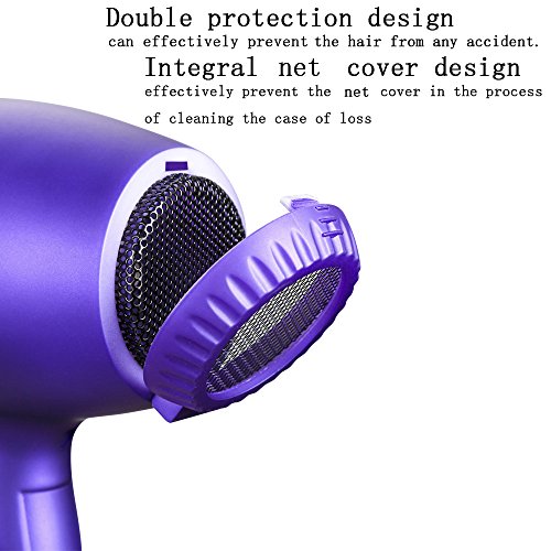 Wazor 3rd Generation Lightweight Low Noise Hair Dryer,( 1875W Tourmaline Ceramic Negative Ionic Blow Dryer）2 Speed 3 Heat Settings Cool Shot with Diffuser Concentrator(Purple) - Thumbnail 3