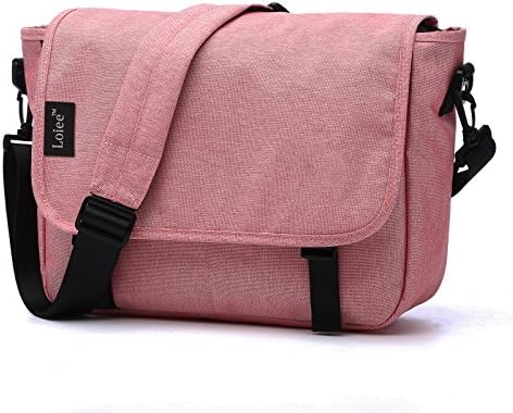 14 inches Classic canvas Messenger Bag, Mens Messenger Bag,Casual Shoulder Bag,Waterproof School Bag (PINK)