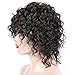 100% Human Virgin Hair Short Curly Wigs for Black Women Water Wave Human Hair Wigs with Bangs 150% Density Black Color 7 Inches