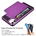 Vofolen Case for iPhone 11 Case Wallet Credit Card Holder ID Slot Sliding Door Hidden Pocket Anti-Scratch Dual Layer Hybrid Bumper Armor Protective Hard Shell Back Cover for iPhone 11 6.1 Purple