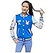 DAZCOS US Size Game Cosplay Costume Blue Baseball Letterman Jacket with Pockets