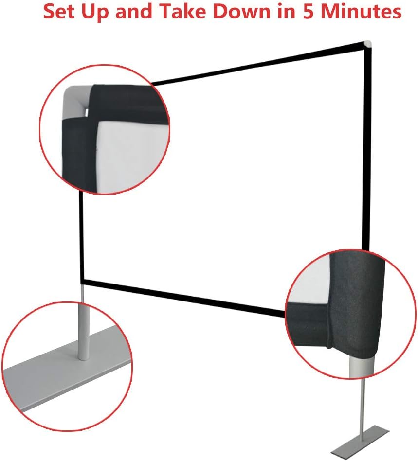 Abdtech 100 inch Projector Screen with Stand,Portable Wrinkle Free Outdoor Movie Screens 4K HD Rear Front Projections Movies Screen with Carry Bag for Indoor Home Theater Backyard Cinema Travel: Office Products