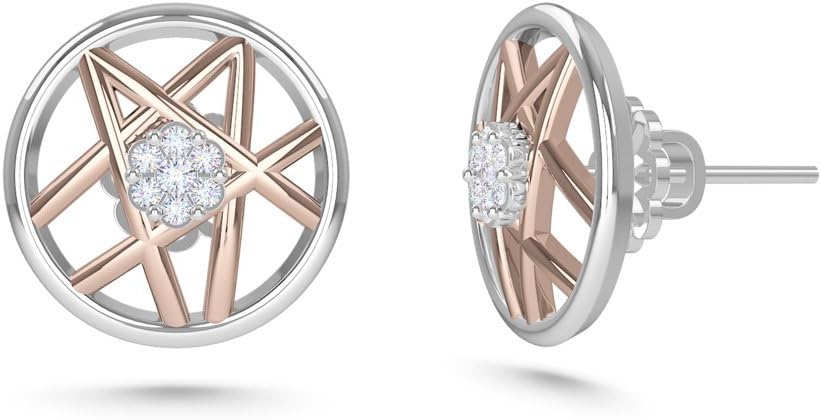 Women 18K Stud Earrings (0.07 Carat, I-J Color, I2-I3 Clarity)