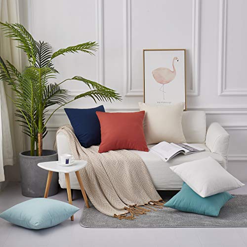 MoMA Decorative Throw Pillow Covers (Set of 2) - Linen Blend Pillow Cover Sham Cushion Cover - Throw Pillow Cover - Sofa Throw Pillow Cover - Square Decorative Pillowcase - Navy Blue - 18" x 18" - Thumbnail 6