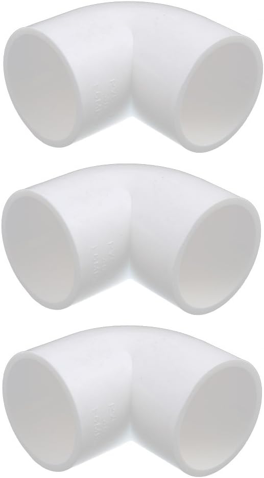 Aexit 40mm Dia Home Hardware 90 Angle Degree Elbow PVC-U Water Pipe Fittings Adapter Connector White 3Pcs Model:11as286qo700