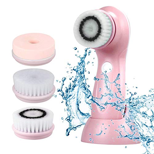 Facial Cleanser Brush, 3 in 1 Electric Rotating Facial Cleansing Brush USB Rechargeable Sonic Face Cleaners Scrubber SPA Skin Care Tool Beauty Instrument (Pink) - Thumbnail 7