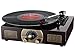 Vinyl Record Player, LuguLake Turntable with Stereo 3-Speed, Built-in BT Speakers, Record Player, FM Radio and RCA Output, Vintage Phonograph with Retro Wooden Finish