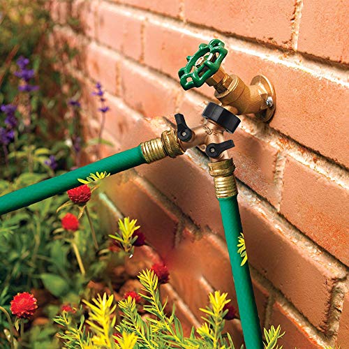 OneBom Hose Splitter 3/4 Inch, Solid Brass Pipe Connector,Garden Hose Distributor Heavy Duty (2 Way)
