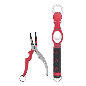 uizhiren1 Aluminium-Angelzange Fischgreifer Werkzeuge, Aluminium Angelköderzange Cutter Schere Fischlippengriff mit Gewichtsk