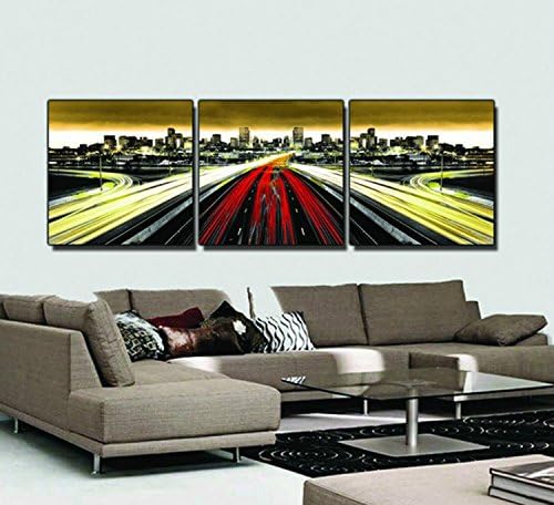 Dshine HD Canvas Print home decor wall art painting,Streamline Road Nightscape 3pc(no frame)