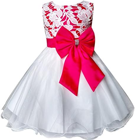 Beauty Bloom Girls Embroidered Flowers Formal Wedding Party Dress Size 4 for US 4T, Rose Red