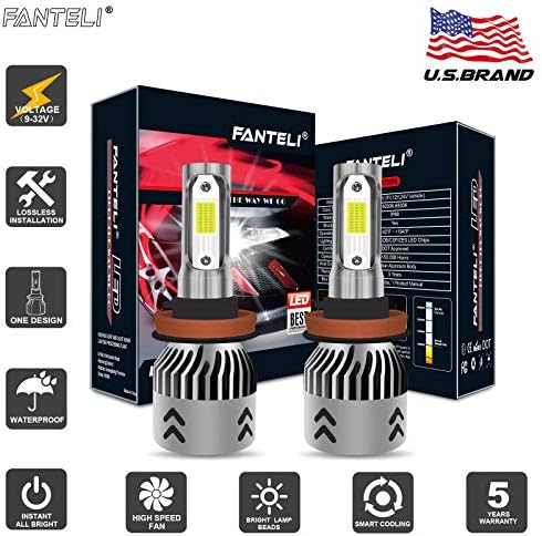 FANTELI H11 (H8, H9) 4300K LED Headlight Bulbs All-in-One Conversion High Beam/Low Beam/Fog Lights Kit -12000 Lm 5000K Xenon HID OEM Warm White 5K Lamp Replacements Extremely Bright - 5 Years Warranty