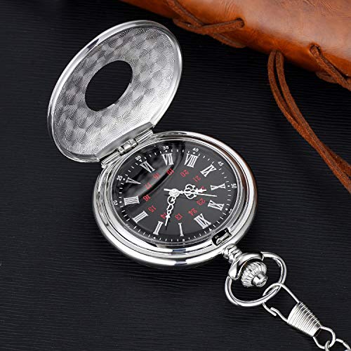 LYMFHCH Vintage Roman Numerals Quartz Pocket Watch, Men Womens Watch with Chain Xmas Fathers Day Gift