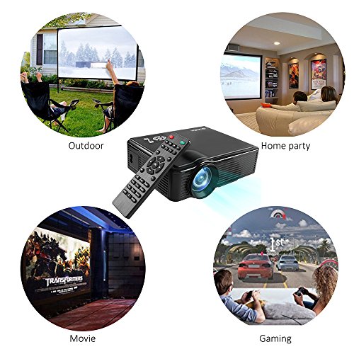 Projector 2400 Lumens LED Mini 1080P Projector, Portable Movie Projector HDMI USB TF VGA AV, Multimedia Home Theater with HDMI Cable-SOMEK K99