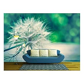 Dandelion Seeds on Table - Close Up - Removable Wall Mural | Self-Adhesive Large Wallpaper - 66x96 inches