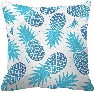 Rikoel Decorative Cotton Line Blend Blue Pineapple Pattern Sofa Bed Home Decor Pillow Case Cushion Cover 18"x 18"