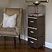 Household Essentials 2-Tier Storage Chest of Drawers Bronze Frame Wood Grain Top and 4 Brown Storage Bins with Natural Jute Trim