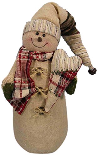 Craft Outlet Fabric Snowman with Heart Figurine, 11-Inch