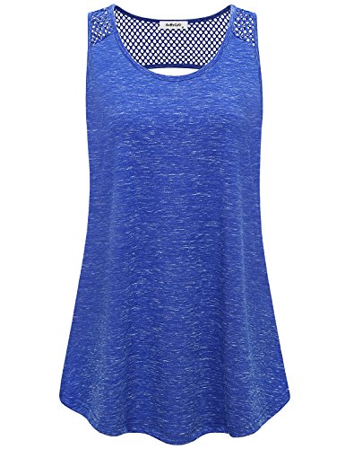 AxByCzD Gym Tops for Women,Athletic Race Cycling Walking Active Wear Tanks Modest Solid Loose Fitting Yoga Blouses Cutout Dry Fit Workout Tank Tops Scoop Neck Sleeveless Exercise Clothes Blue Large
