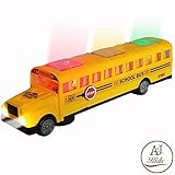 ANJ Kids Toys - Battery Operated Bump & Go Playtime Long-Nose Yellow School Bus | Beautiful Flashing Lights Including Headlights | Playing Music and Horn Sounds | Stop Sign Swings Open!! (Age 3+)
