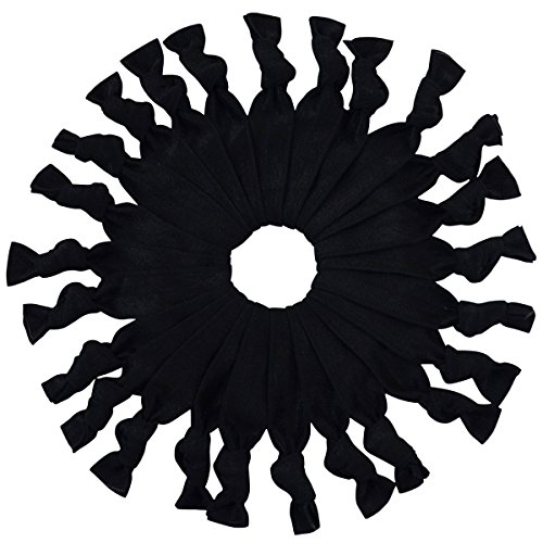 Cyndibands Black Hair Ties (More Colors Available) No-Snag Knotted Ponytail Holders / Bracelets - 25 Count ...