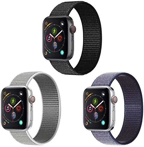 KONGAO Nylon Band Compatible for Apple Watch Band 38MM 40MM 42MM 44MM, Soft Lightweight Breathable Nylon Replacement Sport Strap Compatible for Apple Watch iwatch Series 5/4/3/2/1
