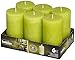 Bolsius Rustic Set of 6 Unscented Pillar Candles 2.75X5 Inch Lime Home Decoration Dripless Cotton Wick Dinner Candles Prefect for Parties, Restaurant, Spa, Church, Anniversary, (130x68mm)