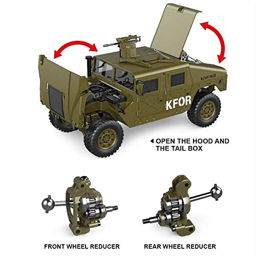 DBXMFZW 16CH RC Auto 2,4g Elektrische 4WD Militär Off-Road Fernbedienung Fahrzeug 1:10 Maßstab H1 Simulation 4x4 Militär… – Bild 3