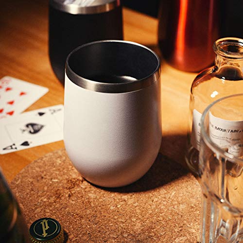 Civago Insulated Stemless Wine Tumbler Glass with Lid, 12 oz Stainless Steel Double Wall Vacuum Wine Cup for Wine, Coffee, Drinks, Champagne, Cocktails, Gifts(White, 1 pack)