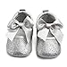 Elaco Infant Baby Girls Moccasins Anti-Slip Soft Sole Princess Shoes (12~18 Month, Silver)