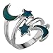 LUX ACCESSORIES Galaxy Celestial Crescent Moon Star Mood Wrap Ring