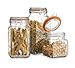 Glass Canister Quality Set of 3 Clear Square Jars with Hermetic Seal Bail & Trigger Airtight Lock Lids for Kitchen & Pantry- Food Storage Organization Containers For Flour, Sugar, Coffee Bean